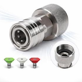 3/4" GHT to 1/4" Quick Connect Garden Hose to Pressure Washer Adapter, Stainless Steel Garden Hose Connectors, Tool-Free Install