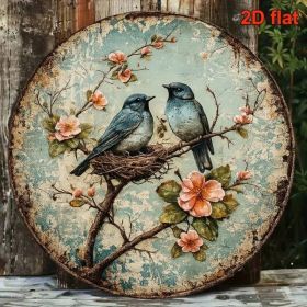 CIFbuy 1pc Vintage Bird Nesting Wall Decor 8x8in, "" Decor 8x8in, Round Sign Spring Birds Nest Plaque Frameless HangingTikTok, TikTok, Self-picku (Option: defaulttitle)