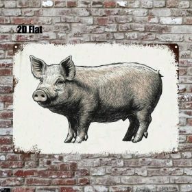 CIFbuy 1pc Vintage Cartoon Pig Metal Sign, 8x12 Inch Cute Animal Tin Wall Art, Retro Decorative Painting For Living Room Bedroom Office TikTok, T (Option: defaulttitle)
