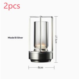 2pcs Portable Touch Control Table Lamp With 5000mAh Battery, 3-Color Stepless Dimming Cordless LED Light For Bedroom Camping Restaurant Bar Indoo (Option: StyleB silver 2pcs)