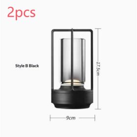 2pcs Portable Touch Control Table Lamp With 5000mAh Battery, 3-Color Stepless Dimming Cordless LED Light For Bedroom Camping Restaurant Bar Indoo (Option: StyleB Black 2pcs)