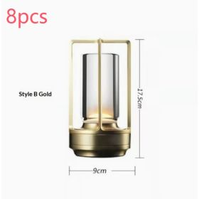 2pcs Portable Touch Control Table Lamp With 5000mAh Battery, 3-Color Stepless Dimming Cordless LED Light For Bedroom Camping Restaurant Bar Indoo (Option: StyleB Gold 8pcs)