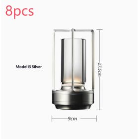2pcs Portable Touch Control Table Lamp With 5000mAh Battery, 3-Color Stepless Dimming Cordless LED Light For Bedroom Camping Restaurant Bar Indoo (Option: StyleB silver 8pcs)