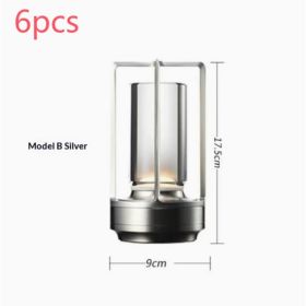 2pcs Portable Touch Control Table Lamp With 5000mAh Battery, 3-Color Stepless Dimming Cordless LED Light For Bedroom Camping Restaurant Bar Indoo (Option: StyleB silver 6pcs)