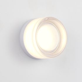 LED Wall Sconce Creative Round Glass Lighting Indoor Outdoor Wall Mounted Lamp Ceiling Light For Living Room Bathroom Porch Deco -White Color (Option: White)