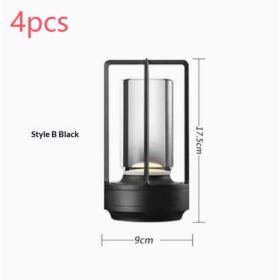 2pcs Portable Touch Control Table Lamp With 5000mAh Battery, 3-Color Stepless Dimming Cordless LED Light For Bedroom Camping Restaurant Bar Indoo (Option: StyleB Black 4pcs)