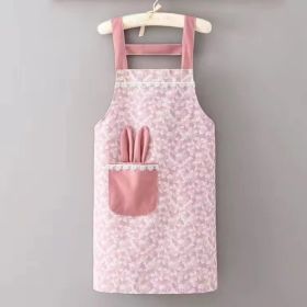 1pc Polyester Cotton Apron, Cute Rabbit Ears Apron, Adjustable Strap And Large Pockets Apron, Kitchen Cooking Baking Bib Apron, Chef Apron (Color: pink)