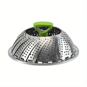 1pc; Foldable Steamer Rack; Stainless Steel Steamer Basket; Folding Steamer Insert For Veggie; Fish; Seafood; Bun; And More; Kitchen Gadgets; Kit (size: large)