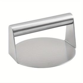 1pc; Burger Press; 304 Stainless Steel Meat Press; Round Or Square Burger Smasher; Grill Press Perfect For Kitchen Accessories; Home Kitchen Item (Material: All Steel Round Meat Press)