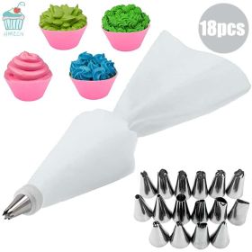 8/10/18PCS Silicone Pastry Bag Tips Kitchen Cake Icing Piping Cream Cake Decorating Tools Reusable Pastry Bags Nozzle Set (Color: Blue 1)