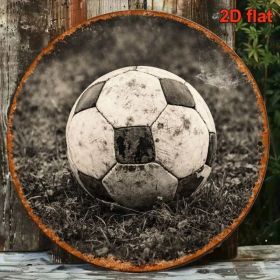 CIFbuy 1pc 8x8in Vintage Football Round Sign, "Flat Soccer Match" Plaque, Tin Decor For Bar Game Room Sports BarTikTok, TikTok, Tememu Self-picku (Option: defaulttitle)